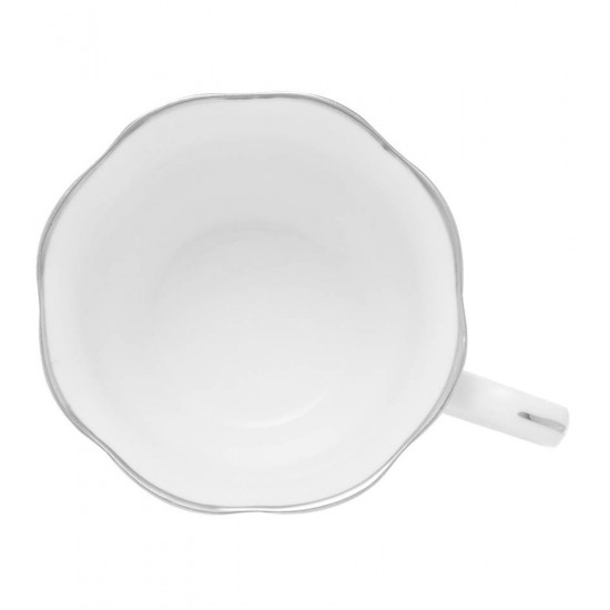 Xicara 80ml Para Café Porcelana Maldivas Branco Com Fio Prateado